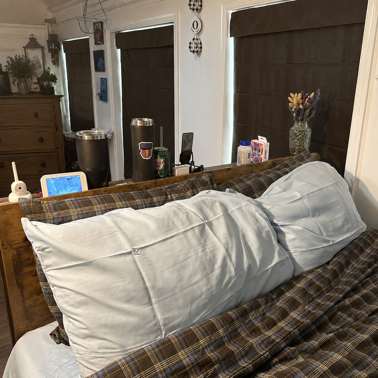 Customer photo with plaid bedding