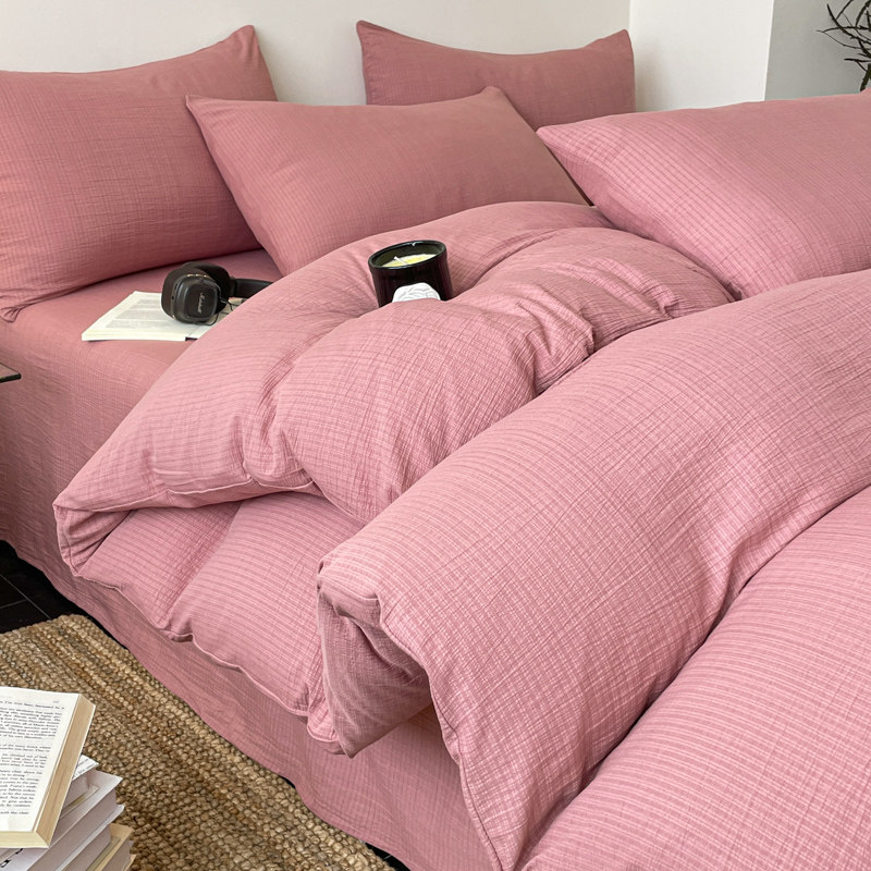 Textured Stripe Dusty Rose duvet cover scene