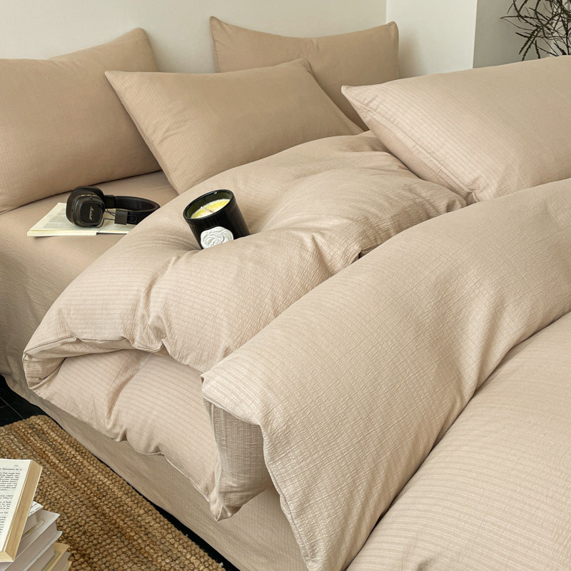 Textured Stripe Apricot duvet cover scene
