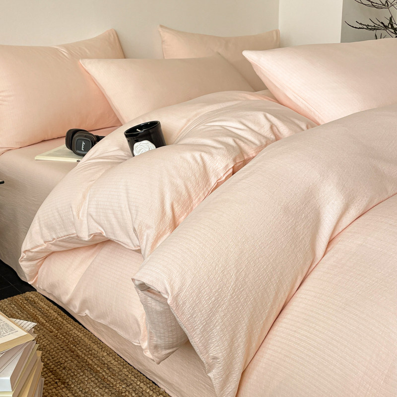Textured Stripe Light Pink duvet cover scene