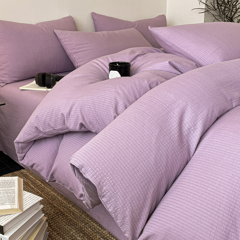 Textured Stripe Purple duvet cover scene