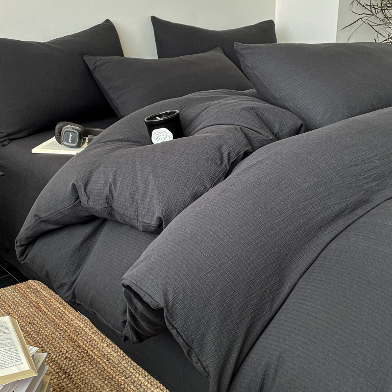 Textured Stripe Black duvet cover scene