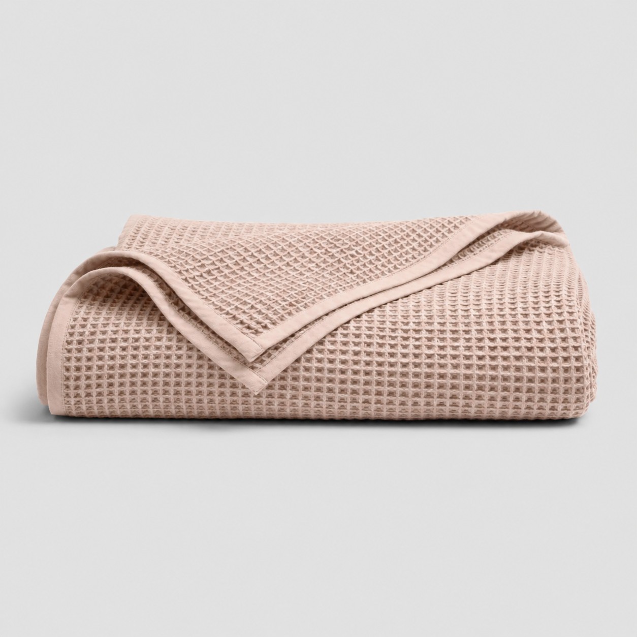 Waffle weave cotton blanket blush-pink