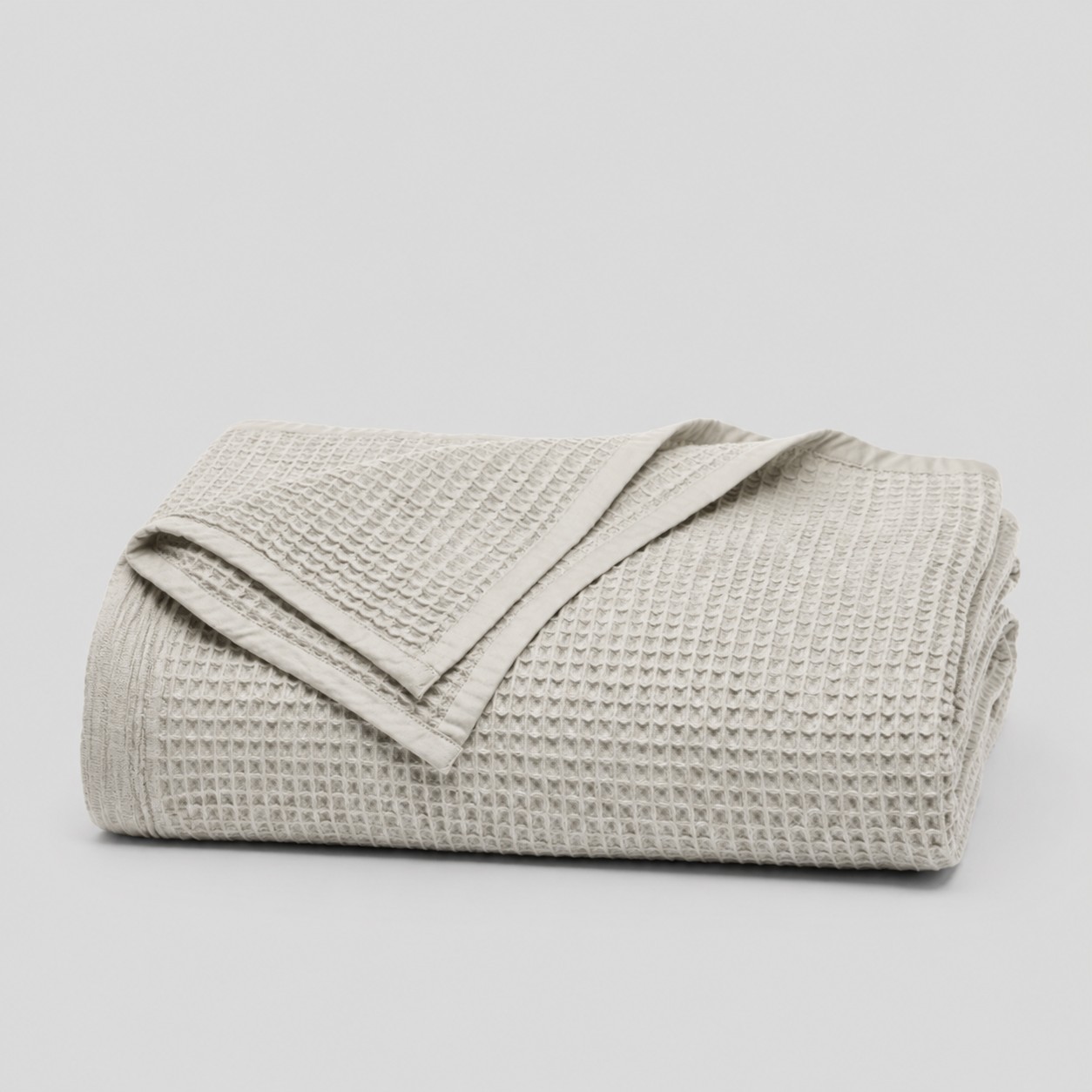 Waffle weave cotton blanket light-gray