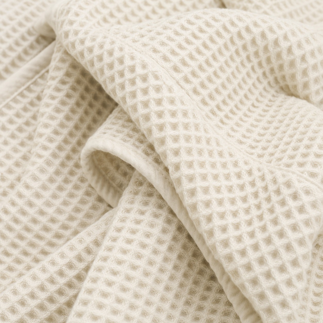 Waffle weave cotton blanket waffle-detail