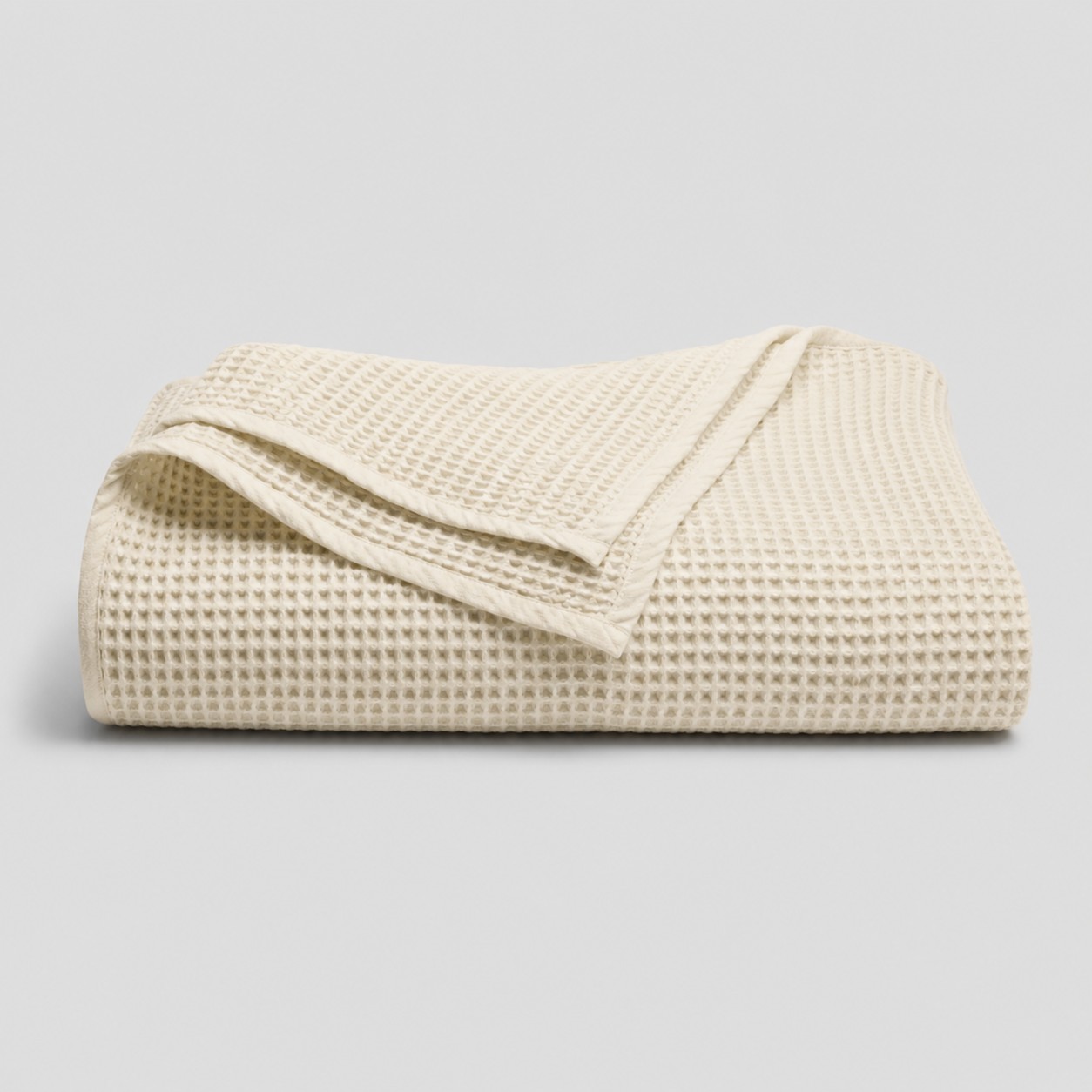 Waffle weave cotton blanket khaki