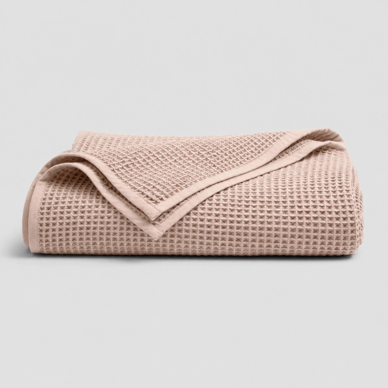 Waffle weave cotton blanket blush-pink