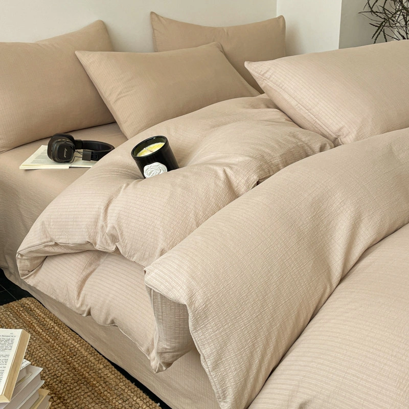 Textured Stripe Apricot duvet cover scene