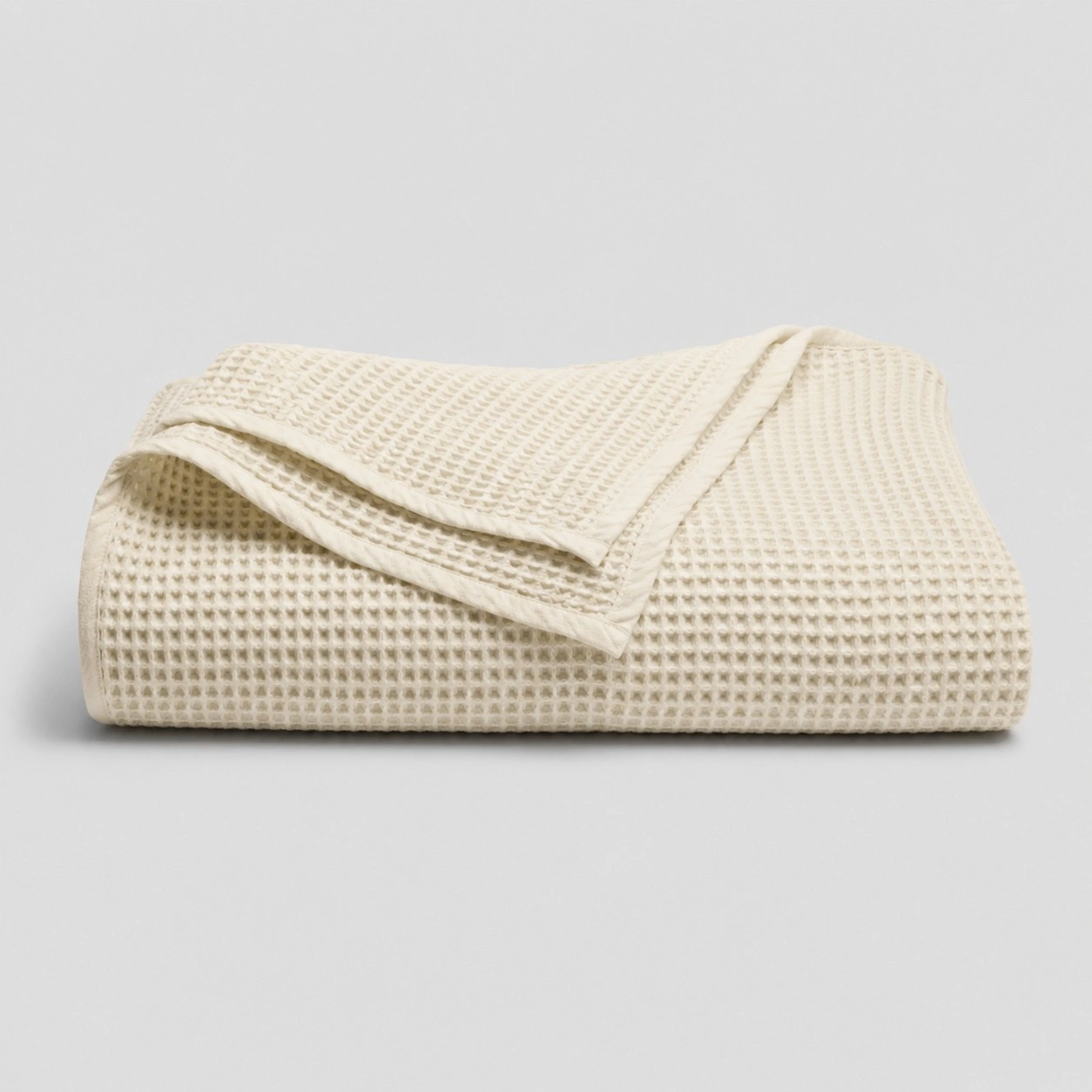 Waffle weave cotton blanket khaki