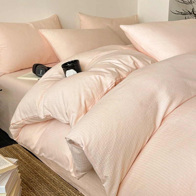 Textured Stripe Light Pink duvet cover scene