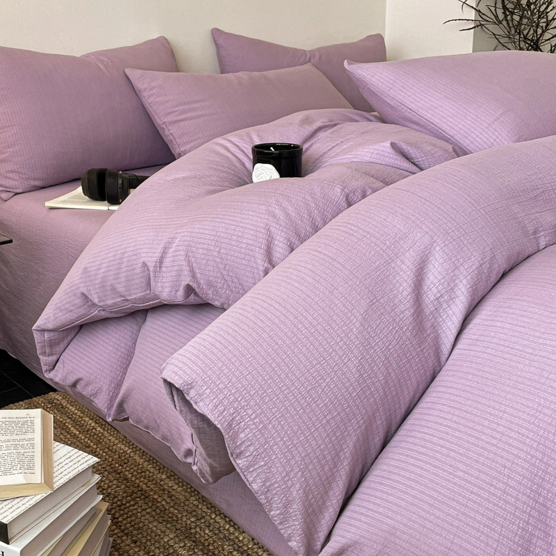 Textured Stripe Purple duvet cover scene