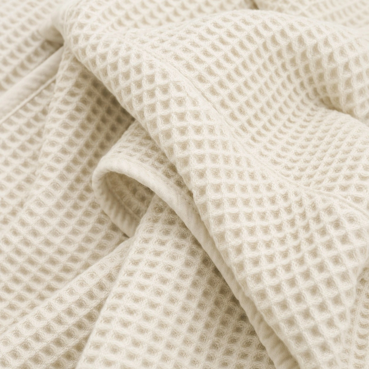 Waffle weave cotton blanket waffle-detail